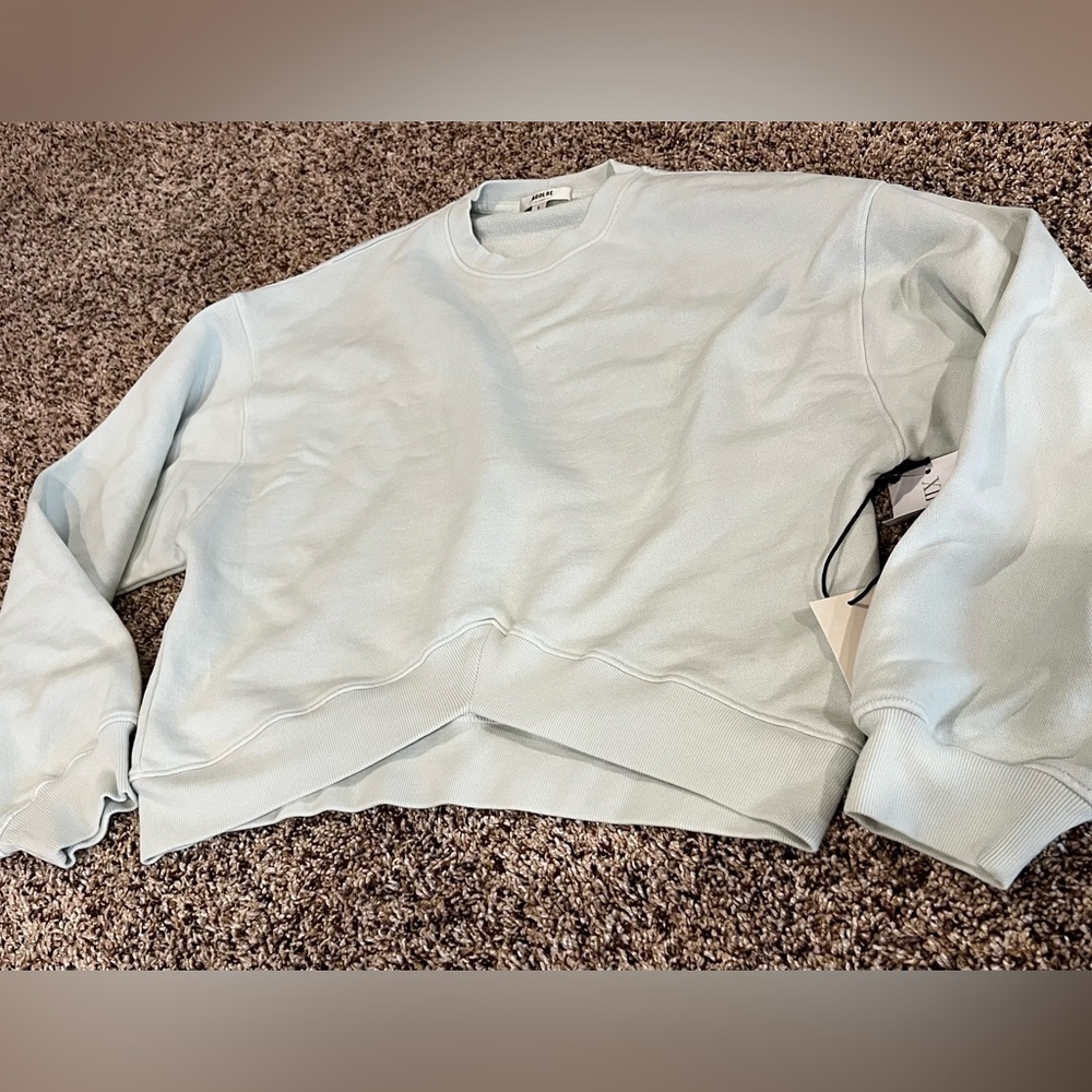 Agolde Chevron Hem Sweatshirts Vanilla Mint Green Pullover Crop Crewneck-NEW